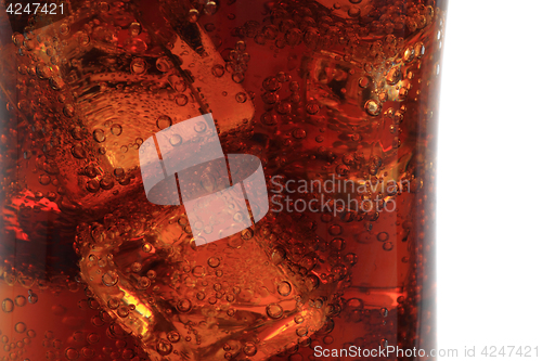 Image of cola drink with ice cubes texture
