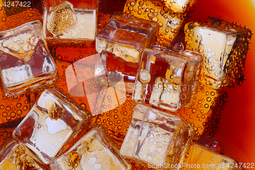 Image of cola drink with ice cubes texture