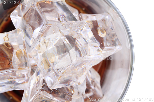 Image of cola drink with ice cubes texture