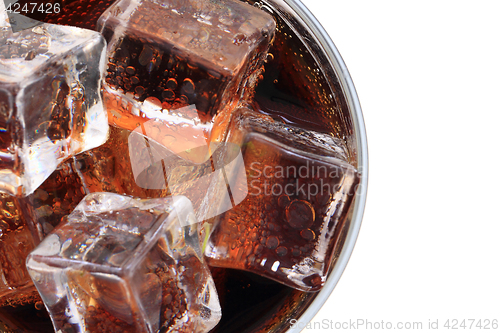 Image of cola with ice cubes texture