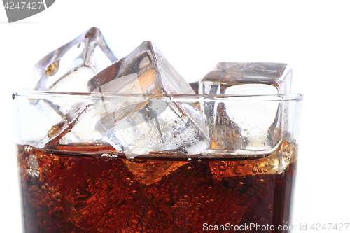 Image of cola drink with ice cubes texture