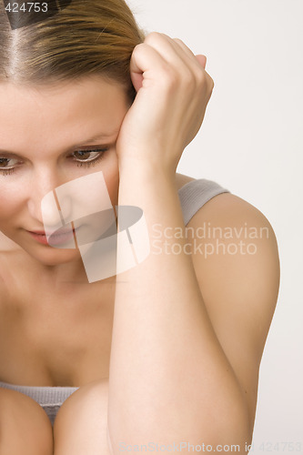 Image of portrait of sad woman