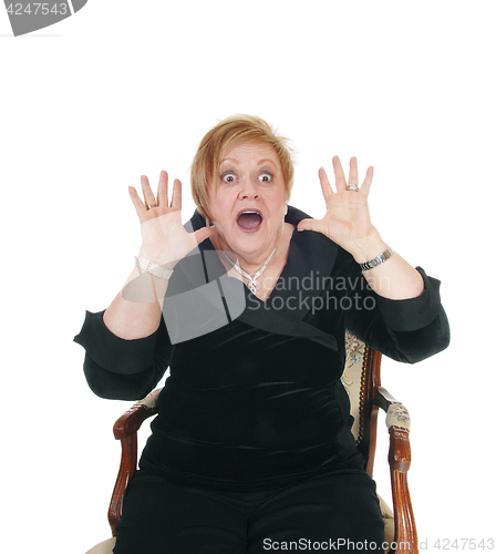 Image of Screaming senior woman.