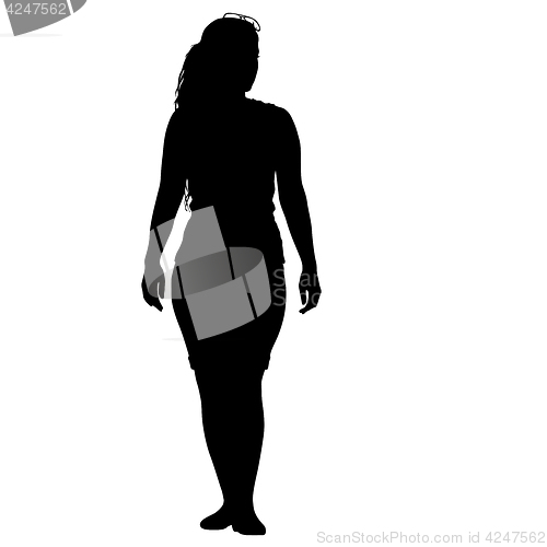 Image of Black silhouette woman standing, people on white background