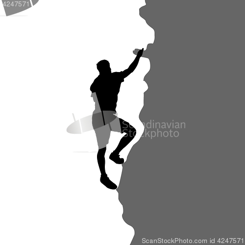 Image of Black silhouette rock climber on white background