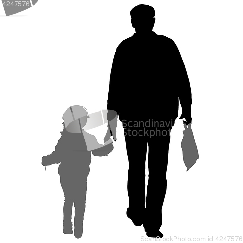 Image of Silhouette of happy family on a white background. illustration.
