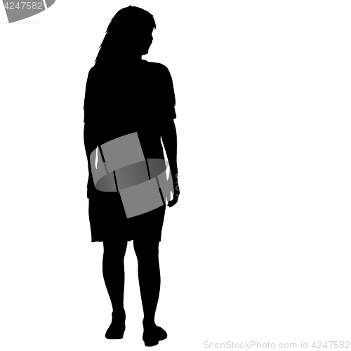 Image of Black silhouette woman standing, people on white background
