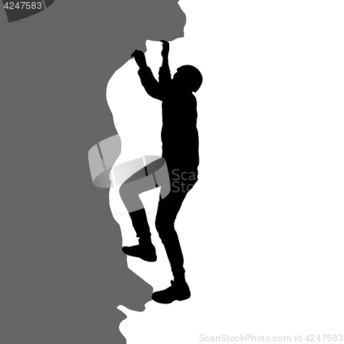 Image of Black silhouette rock climber on white background