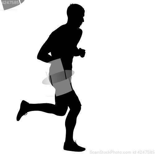 Image of Black Silhouettes Runners sprint men on white background