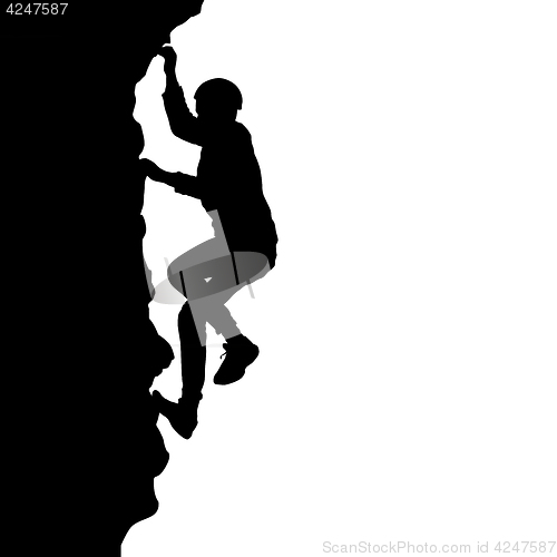 Image of Black silhouette rock climber on white background