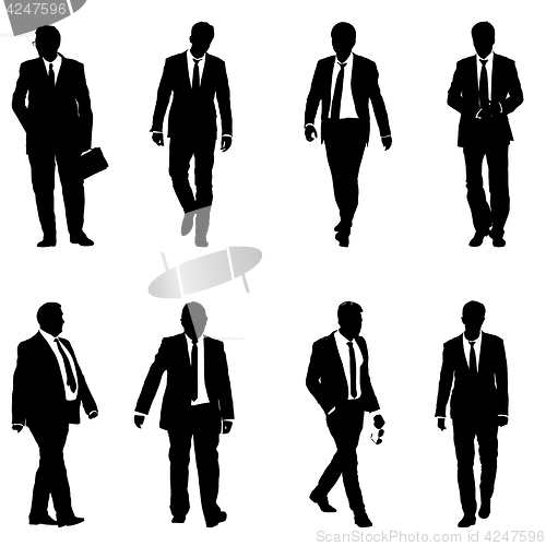 Image of Set silhouette businessman man in suit with tie on a white background. illustration