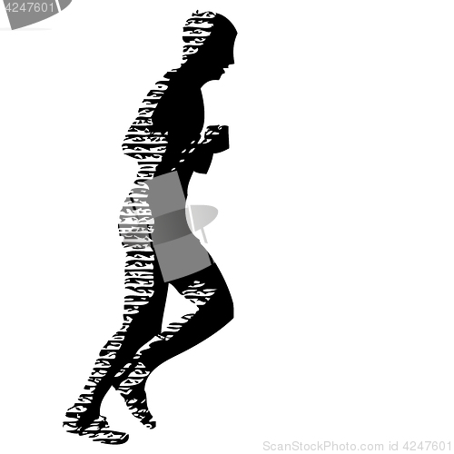 Image of Black Silhouettes Runners sprint men on white background