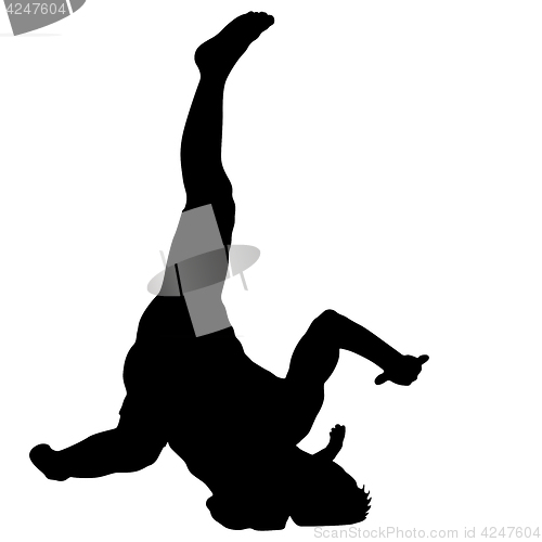 Image of Black Silhouettes breakdancer on a white background