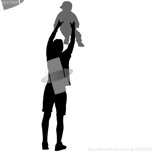 Image of Silhouette of happy family on a white background. illustration.