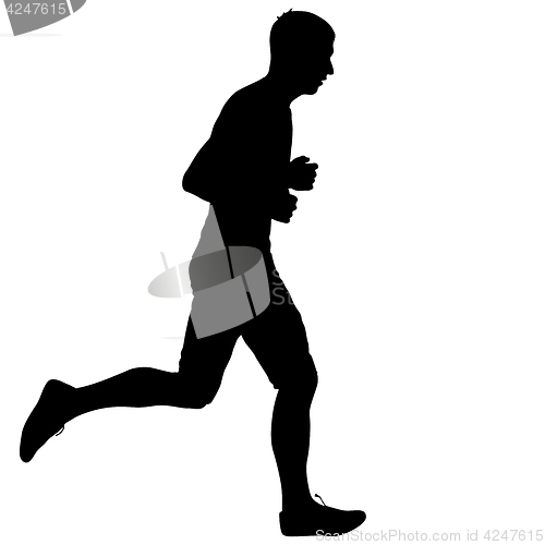 Image of Black Silhouettes Runners sprint men on white background