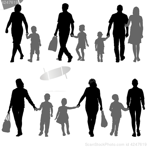 Image of Set silhouette of happy family on a white background. illustration.