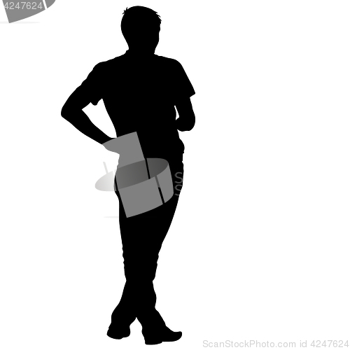 Image of Black silhouette man standing, people on white background