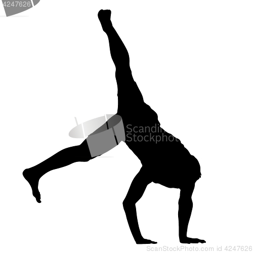 Image of Black Silhouettes breakdancer on a white background