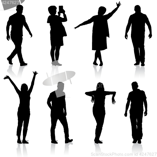 Image of Black silhouettes of beautiful man and woman on white background. illustration