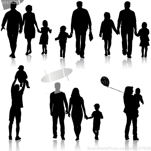 Image of Set silhouette of happy family on a white background. illustration.