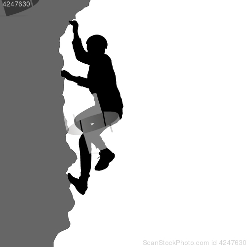 Image of Black silhouette rock climber on white background