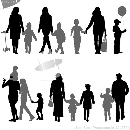 Image of Set silhouette of happy family on a white background. illustration.