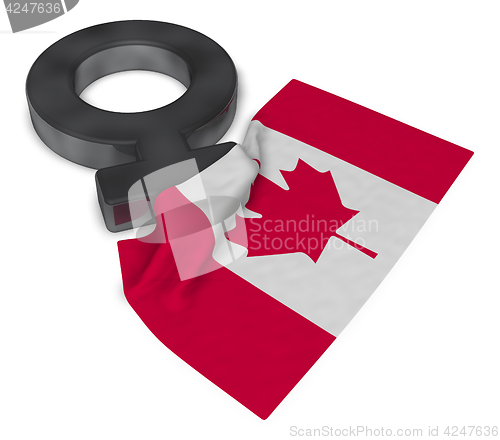 Image of female symbol and flag of canada - 3d rendering