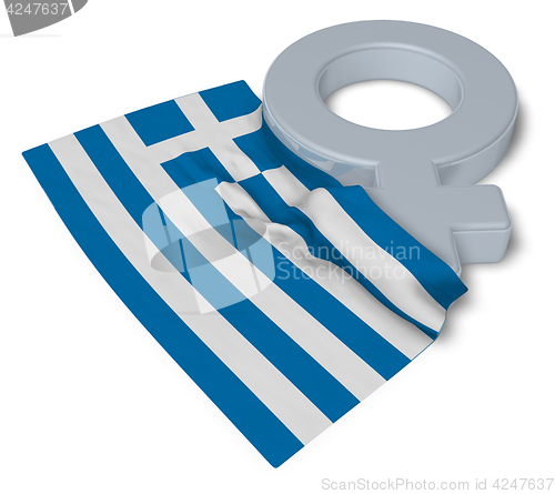 Image of female symbol and flag of greece - 3d rendering