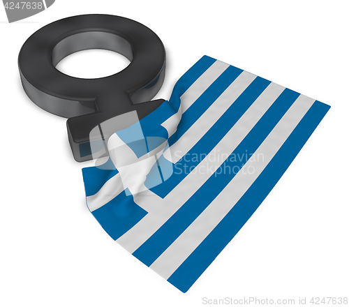 Image of female symbol and flag of greece - 3d rendering