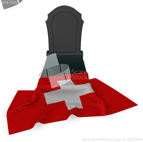 Image of gravestone and flag of switzerland - 3d rendering