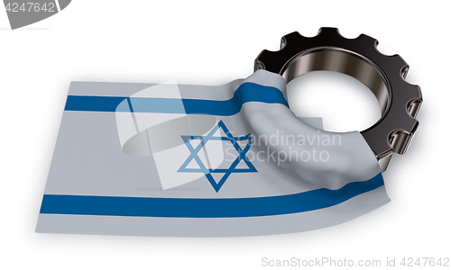 Image of gear wheel and flag of israel - 3d rendering