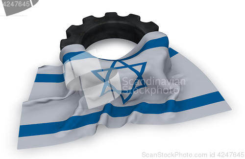 Image of gear wheel and flag of israel - 3d rendering