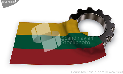 Image of gear wheel and flag of Lithuania - 3d rendering