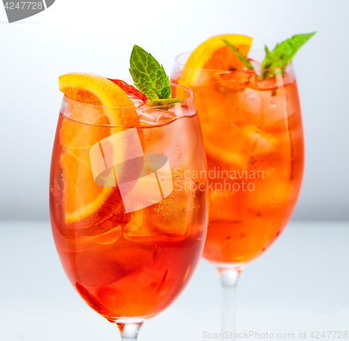 Image of two glasses of aperol spritz cocktail