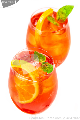 Image of two glasses of aperol spritz cocktail