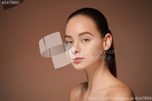 Image of Beautiful woman face portrait close up