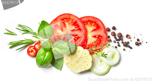 Image of composition of fresh vegetables and spices