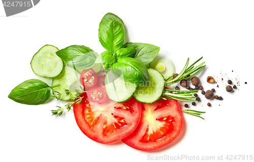 Image of composition of vegetables, herbs and spices