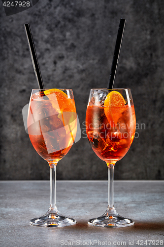 Image of two glasses of aperol spritz cocktail