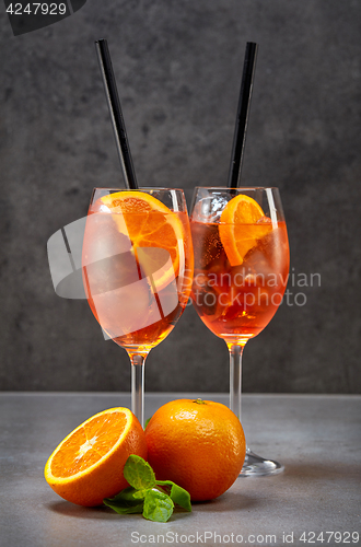 Image of two glasses of aperol spritz cocktail