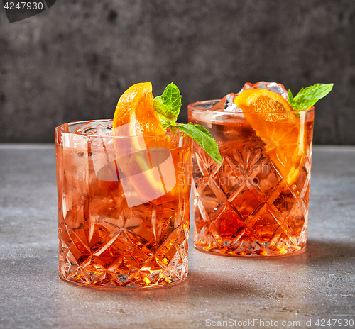 Image of two glasses of aperol soda cocktail