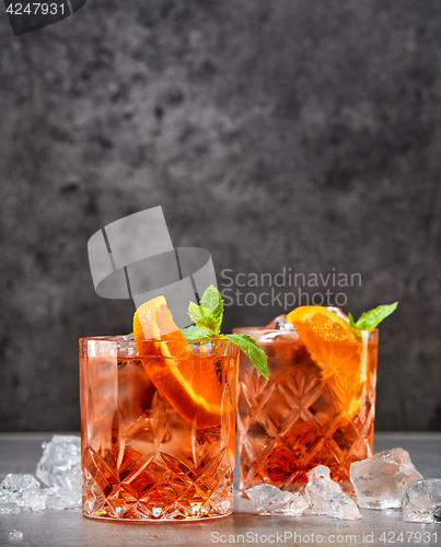 Image of two glasses of aperol soda cocktail