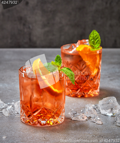 Image of two glasses of aperol soda cocktail