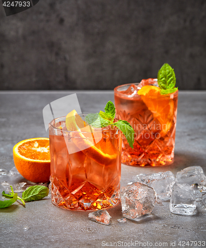 Image of two glasses of aperol soda cocktail