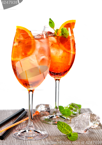 Image of two glasses of aperol spritz cocktail