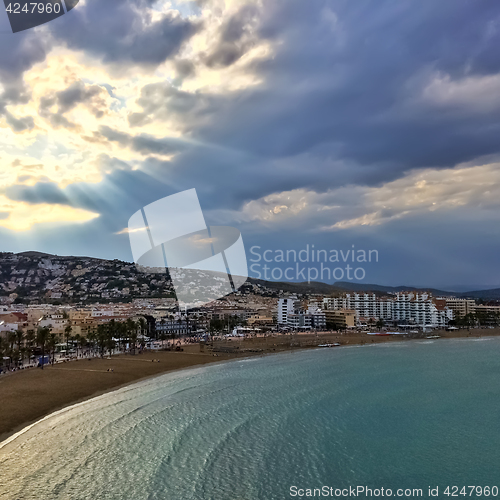 Image of Beautiful sky over the town of Peniscola