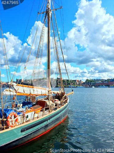 Image of Colorful sailboat on a sunny day