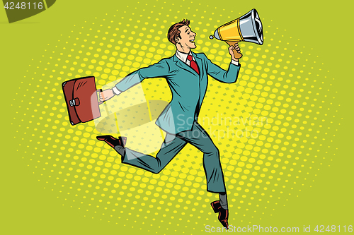 Image of elegant businessman with megaphone