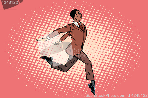 Image of Elegant businessman runs forward