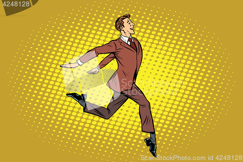 Image of Elegant businessman runs forward